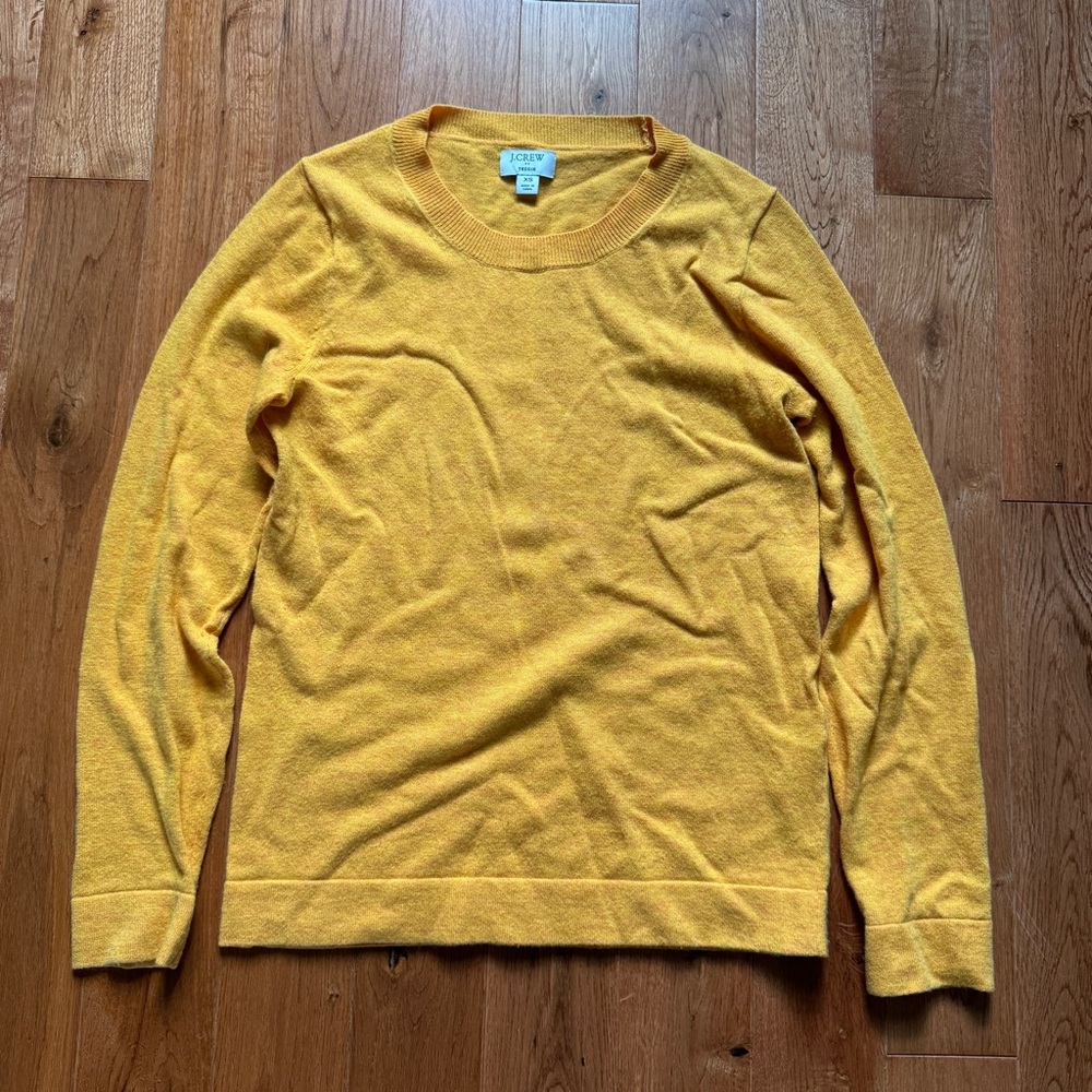 J Crew Yellow Teddie Sweater Wool Blend Size XS